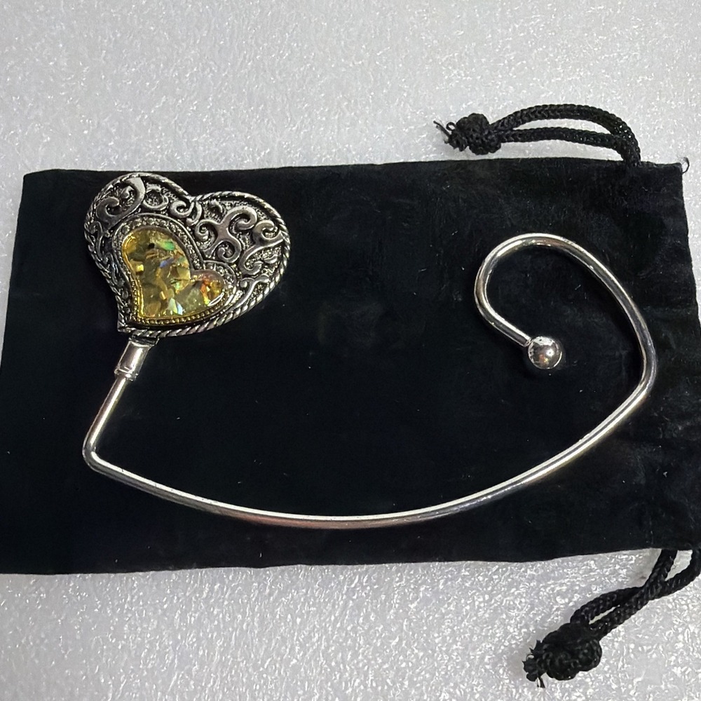 Brighton Contempo Heart Handbag Hook Silver Crystal Hanger